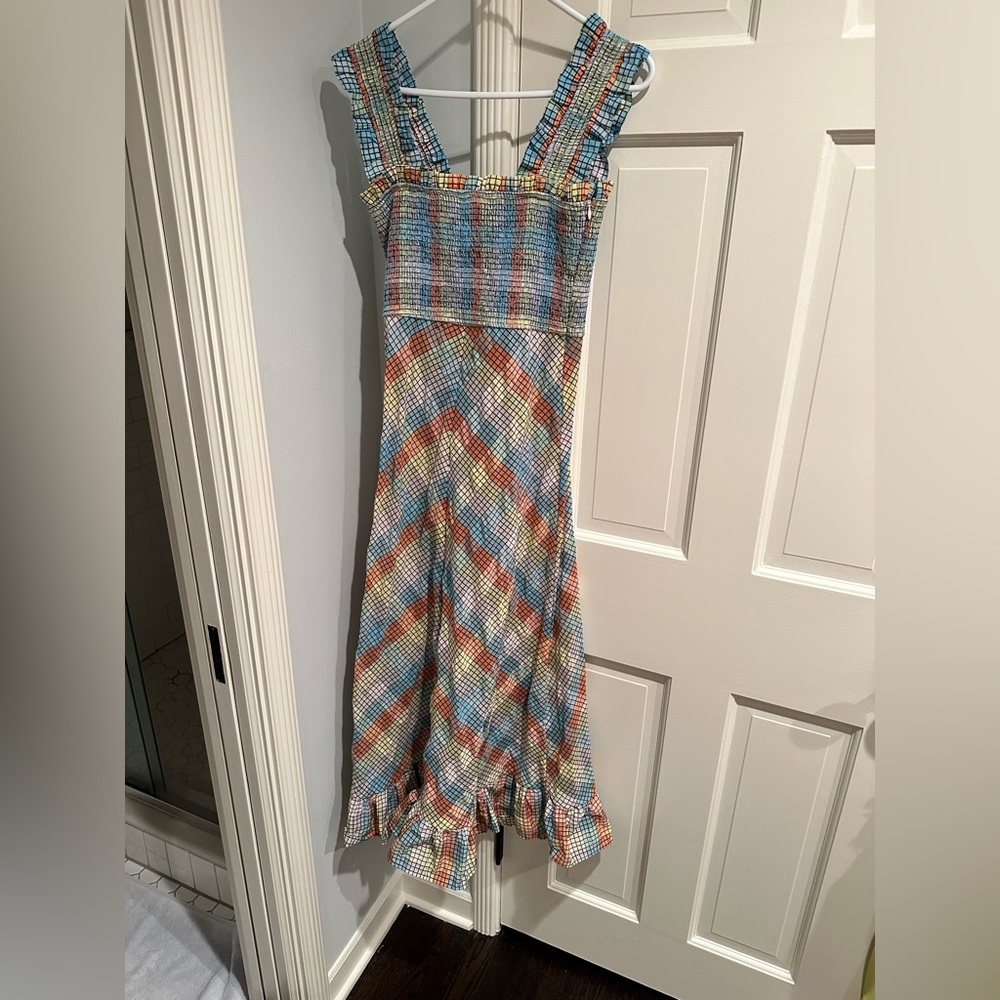 Ganni smocked midi dress